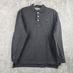 Orvis Polo Shirt Men Medium Gray Long Sleeve Embroidered Fishing Gusset